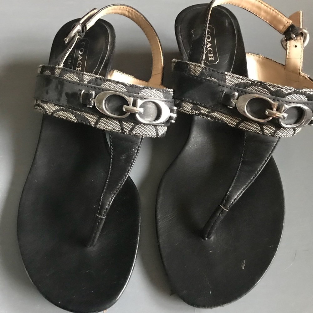 Coach black signature sandals Excellent condition